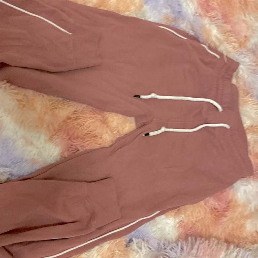 Pink and white striped sweat pants